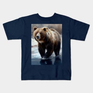 Arctic Grizzly Bear-Oil paint Kids T-Shirt